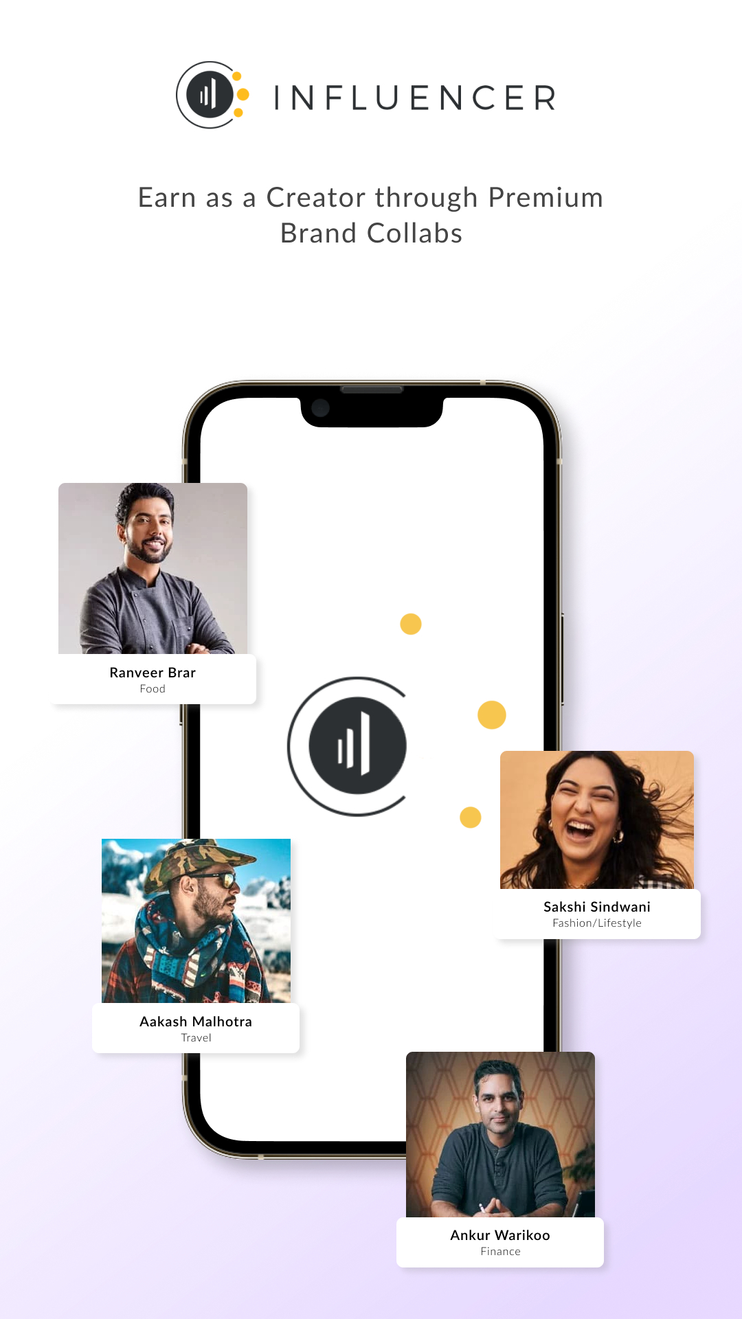 The best app for influencers- Influencer logo with pictures of renowned content creators